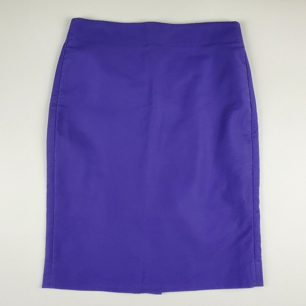 J. Crew No. 2 Stretch Pencil Skirt Sleek Fitted Mini Pleated Zip Purple Size 00 - Picture 2 of 7